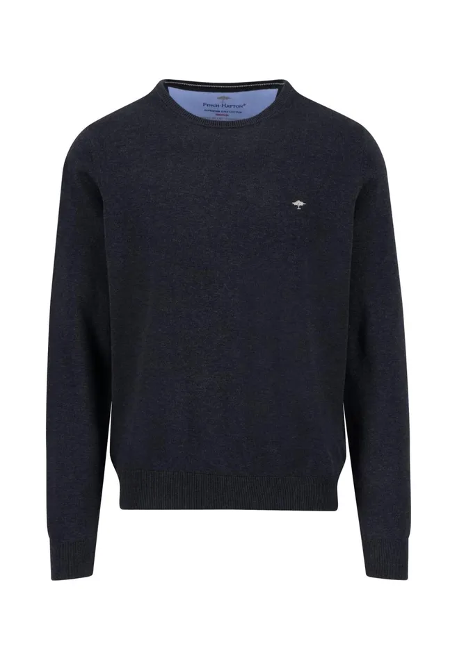 FYNCHHATTON Fine Knitting Sweater With A Circular Neckline Navysteelcharcoalazure Men Sweater
