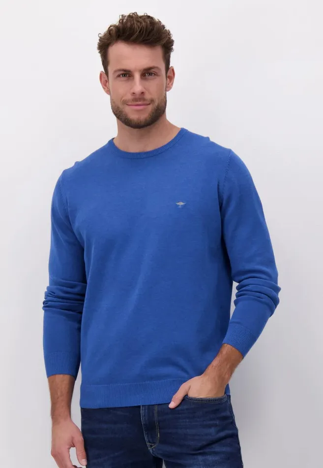 FYNCHHATTON Fine Knitting Sweater With A Circular Neckline Navysteelcharcoalazure Men Sweater