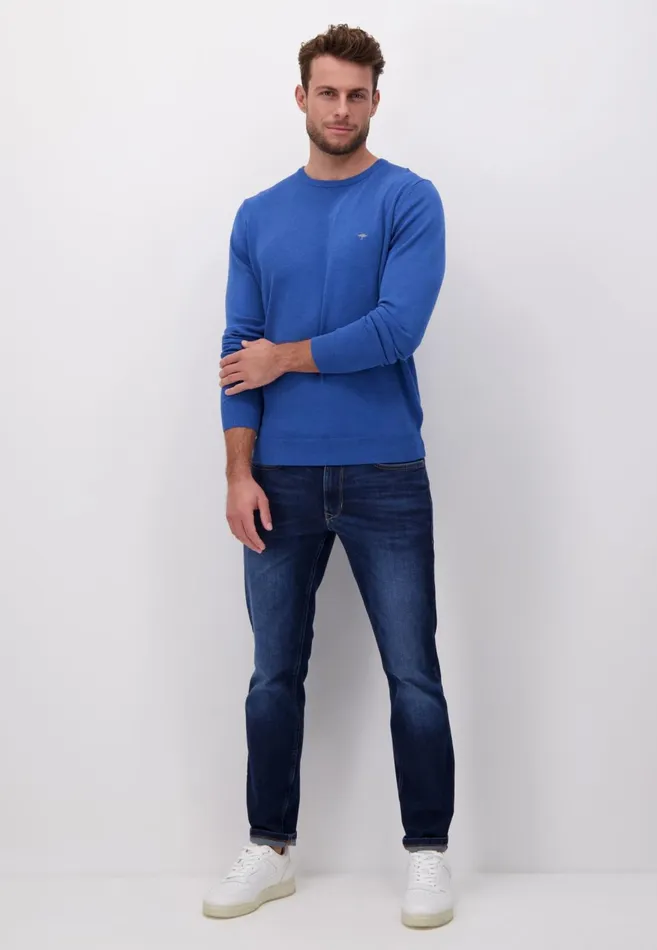 FYNCHHATTON Fine Knitting Sweater With A Circular Neckline Navysteelcharcoalazure Men Sweater
