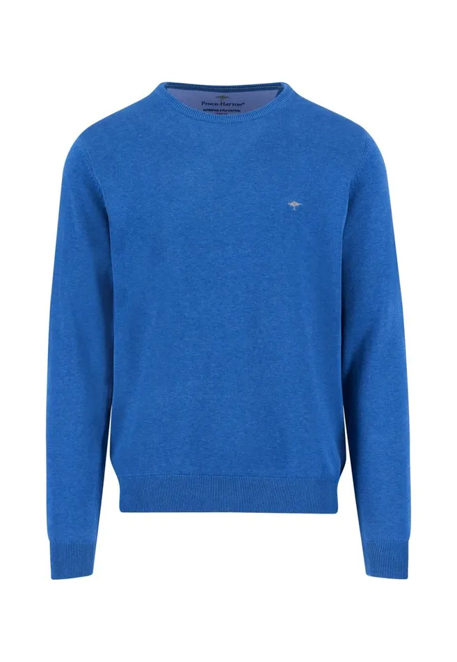 FYNCHHATTON Fine Knitting Sweater With A Circular Neckline Navysteelcharcoalazure Men Sweater