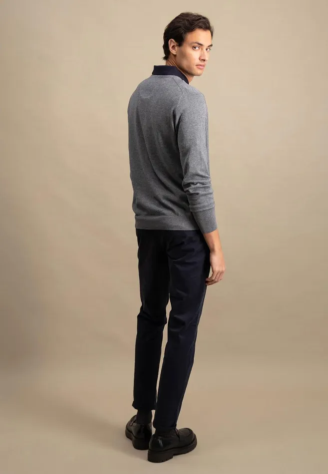 FYNCHHATTON Fine Knitting Sweater With A Circular Neckline Navysteelcharcoalazure Men Sweater