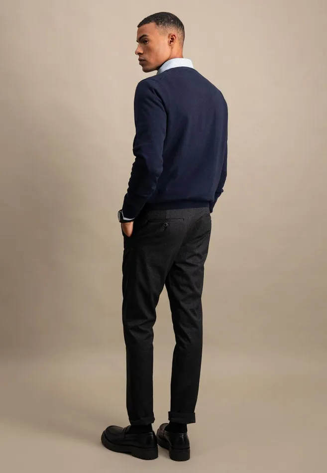 FYNCHHATTON Fine Knitting Sweater With A Circular Neckline Navysteelcharcoalazure Men Sweater