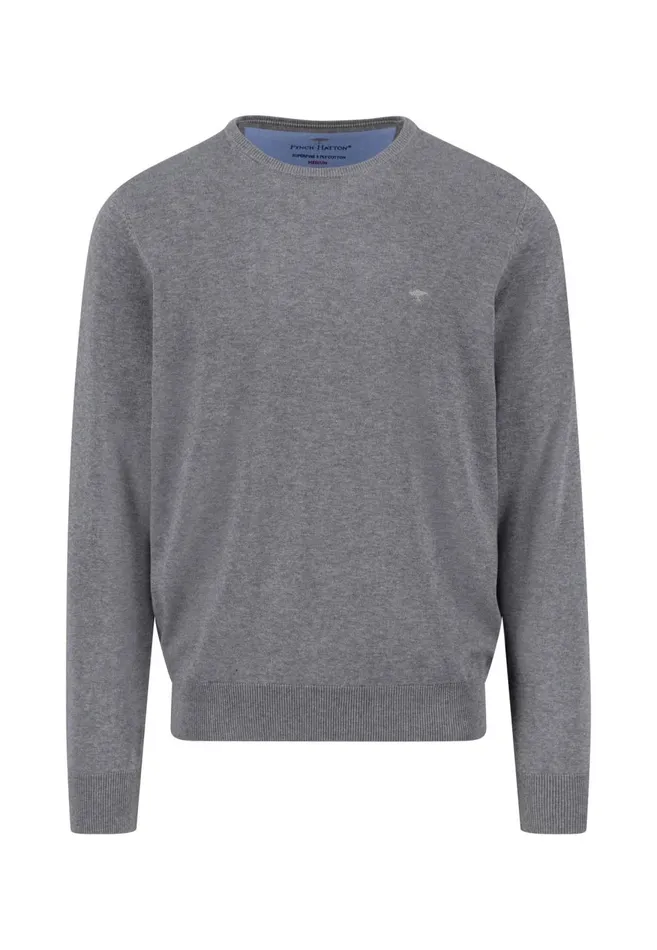 FYNCHHATTON Fine Knitting Sweater With A Circular Neckline Navysteelcharcoalazure Men Sweater