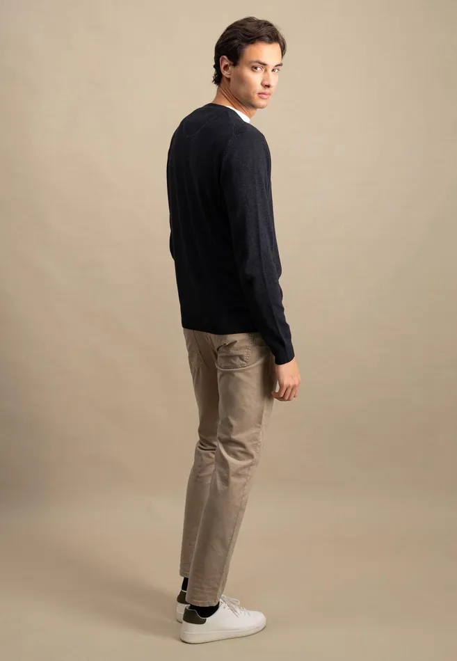 FYNCHHATTON Fine Knitting Sweater With A Circular Neckline Navysteelcharcoalazure Men Sweater