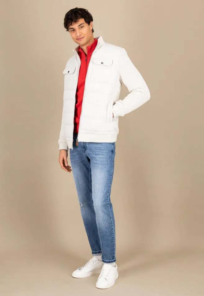 FYNCHHATTON Hybrid Jacket With Breast Pockets Navynew Offwhite Men Jackets and Coats