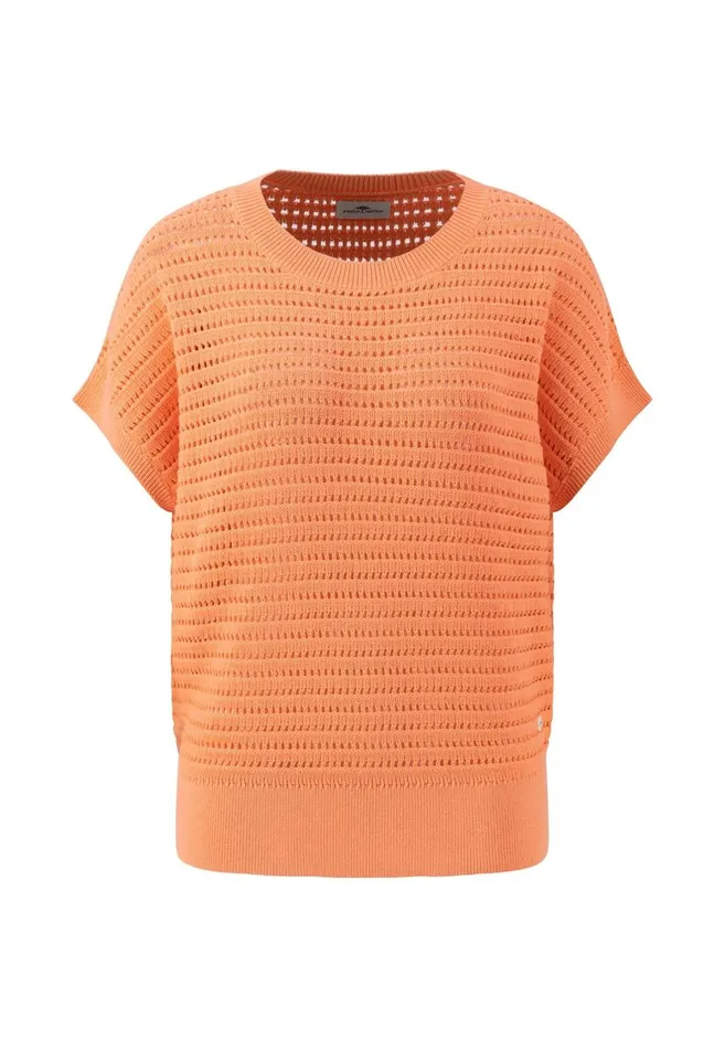 FYNCHHATTON Knitting Shirt With Hole Pattern Bright Apricotwhite Women Sale