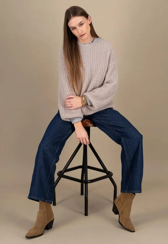 FYNCHHATTON Knitting Sweater Made Of MohairWollmix Ashmilkcrimson Redblue Purple Women Sweater