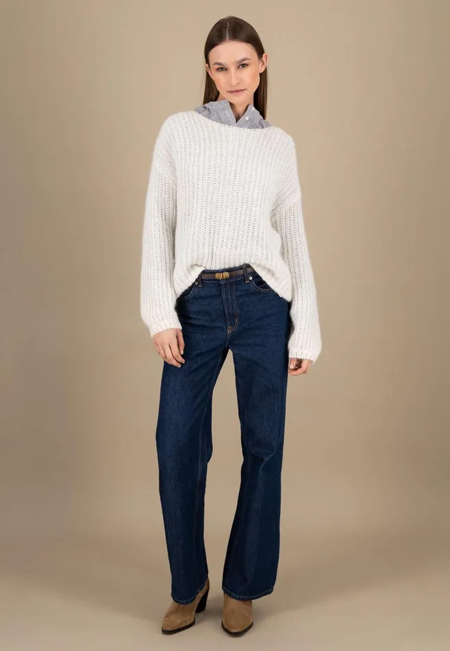 FYNCHHATTON Knitting Sweater Made Of MohairWollmix Ashmilkcrimson Redblue Purple Women Sweater