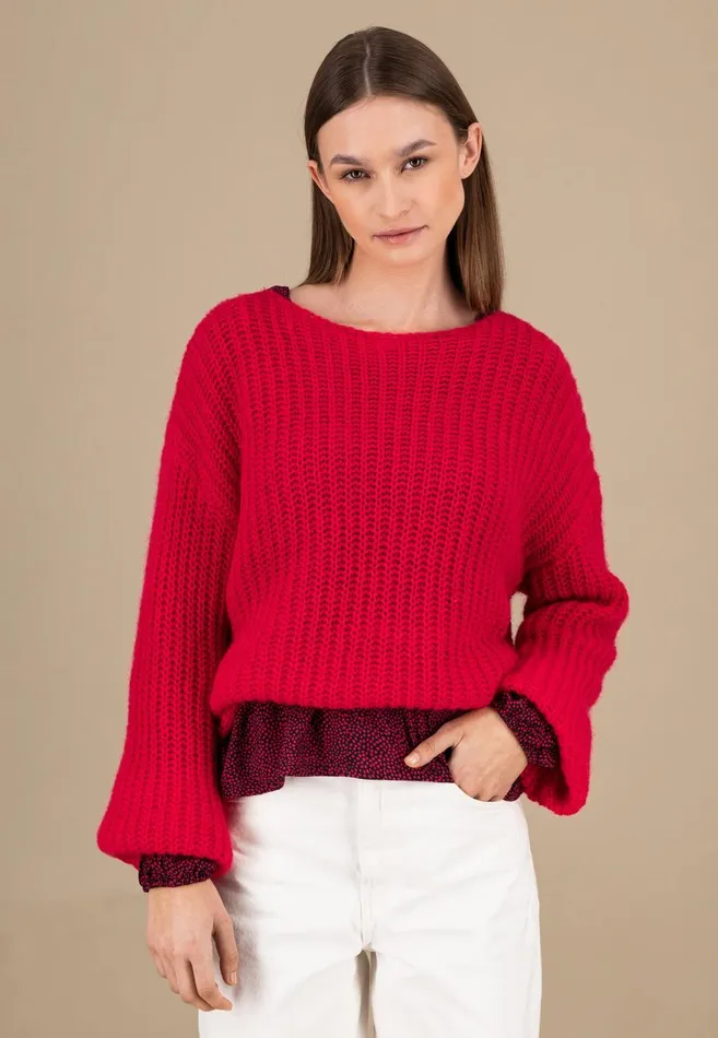 FYNCHHATTON Knitting Sweater Made Of MohairWollmix Ashmilkcrimson Redblue Purple Women Sweater
