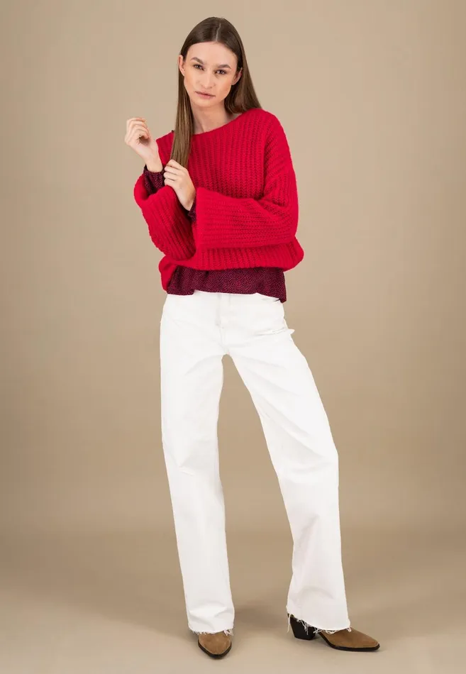 FYNCHHATTON Knitting Sweater Made Of MohairWollmix Ashmilkcrimson Redblue Purple Women Sweater