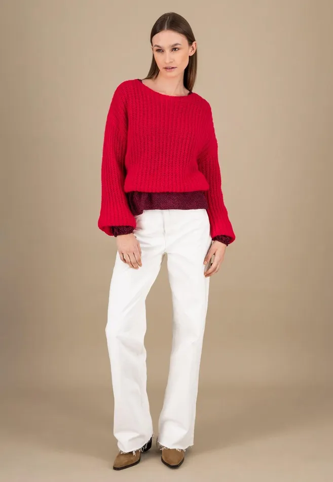 FYNCHHATTON Knitting Sweater Made Of MohairWollmix Ashmilkcrimson Redblue Purple Women Sweater