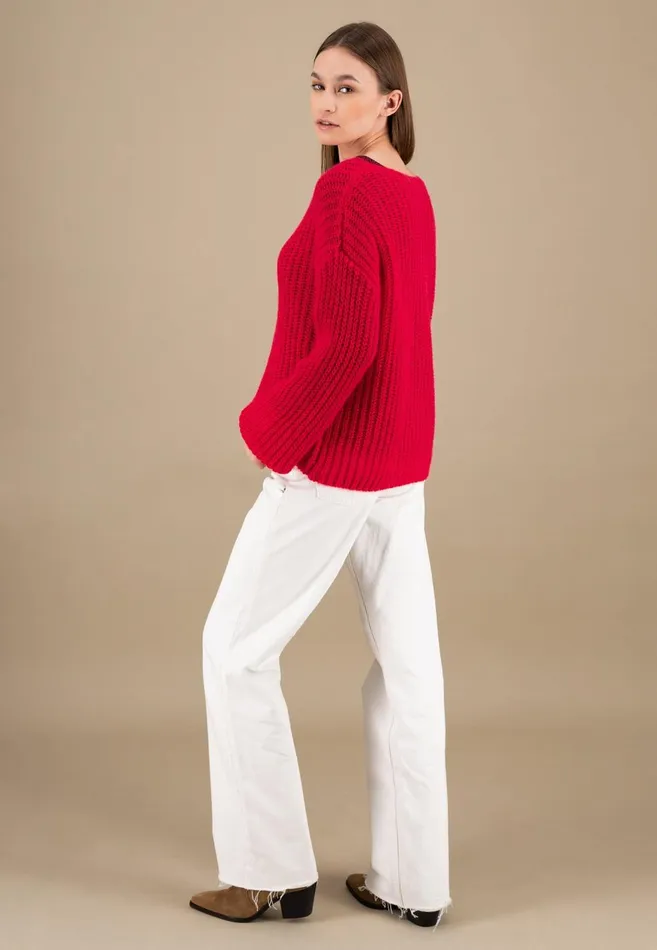FYNCHHATTON Knitting Sweater Made Of MohairWollmix Ashmilkcrimson Redblue Purple Women Sweater