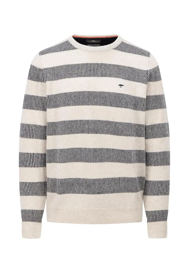 FYNCHHATTON Knitting Sweater Made Of Wool In Stripes Winter White Men Sweater FYNCHHATTON Knitting Sweater Made Of Wool In Stripes Winter White Men Sweater