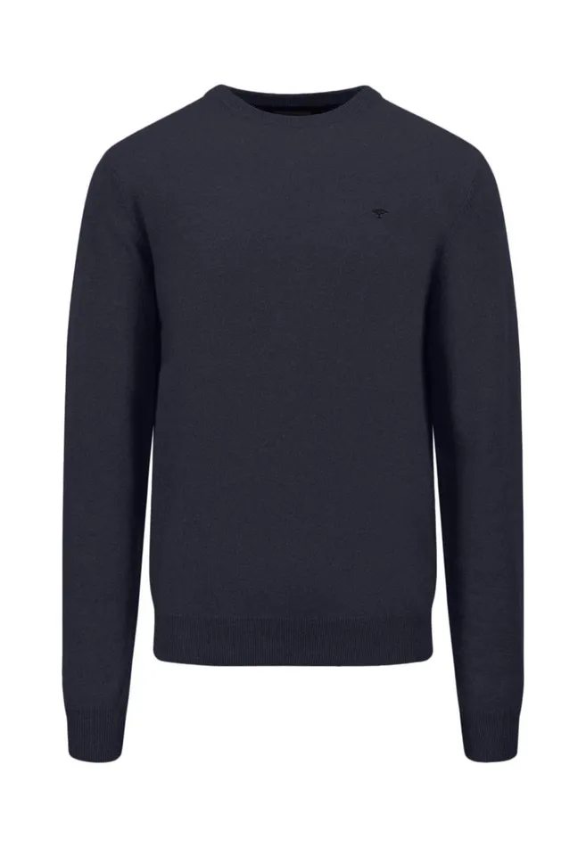 FYNCHHATTON Knitting Sweater Made Of Wool With A Circular Neckline Winter Whitenew Dijoncloud Bluenavyhazel Men Sweater