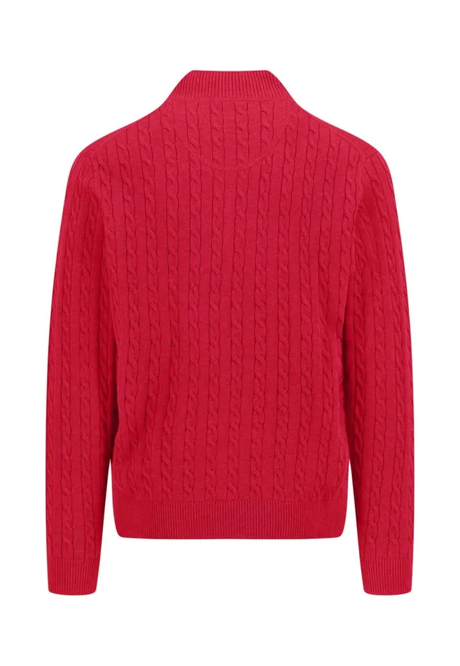 FYNCHHATTON Knitting Sweater With A Troyer Collar And Braid Pattern New Offwhitenavypoppy Redstrong Blue Men Sweater