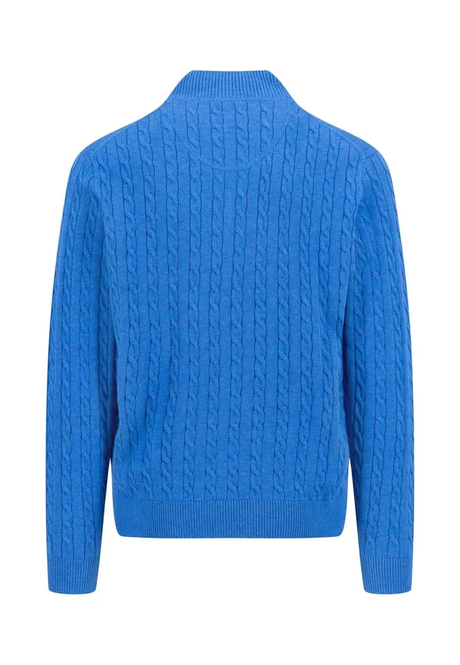 FYNCHHATTON Knitting Sweater With A Troyer Collar And Braid Pattern New Offwhitenavypoppy Redstrong Blue Men Sweater