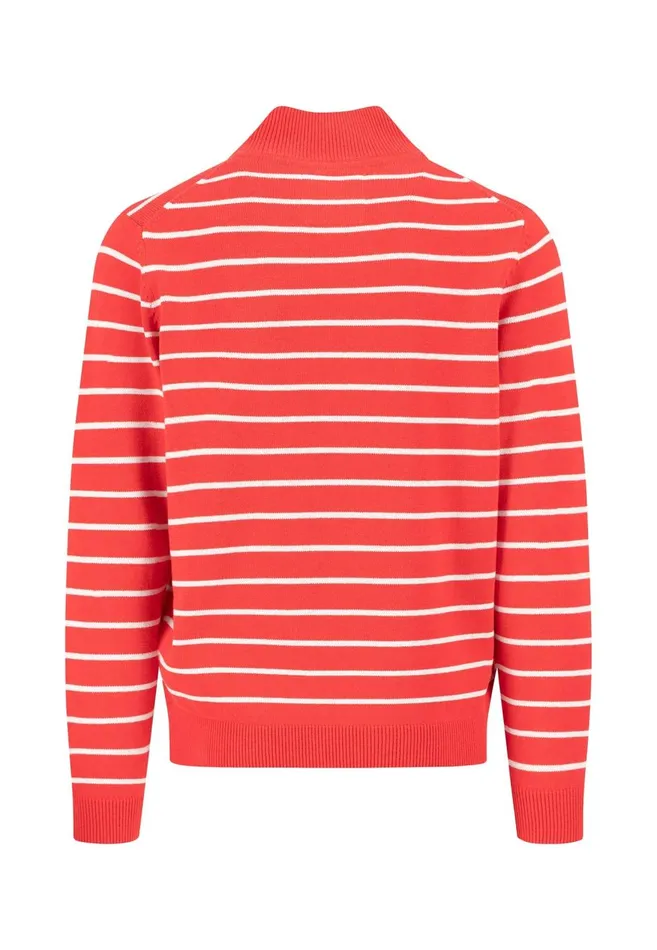 FYNCHHATTON Knitting Sweaters With A Troyer Collar And Striped Look Navynew Offwhitepoppy Red Men Sweater