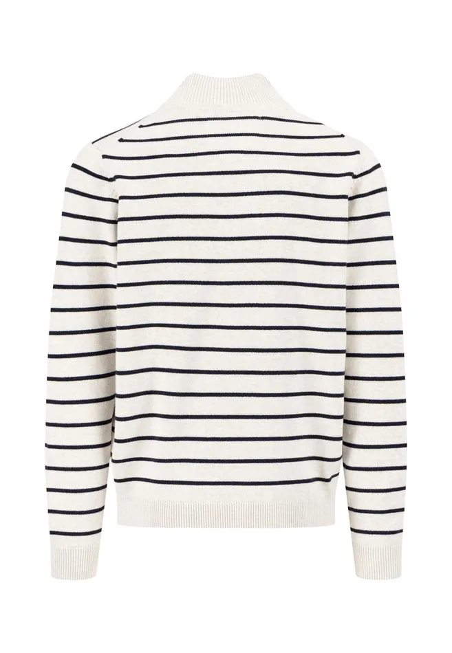 FYNCHHATTON Knitting Sweaters With A Troyer Collar And Striped Look Navynew Offwhitepoppy Red Men Sweater