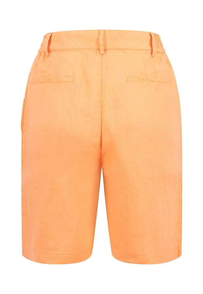 FYNCHHATTON Linen Shorts With Bundle Folds Bright Apricot Women Sale