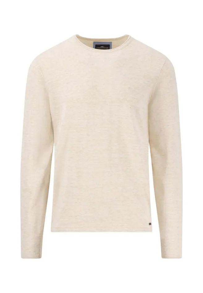 FYNCHHATTON Mottled Knitting Sweater With A Circular Neckline Strong Bluenavyturf Greennew Offwhite Men Sweater
