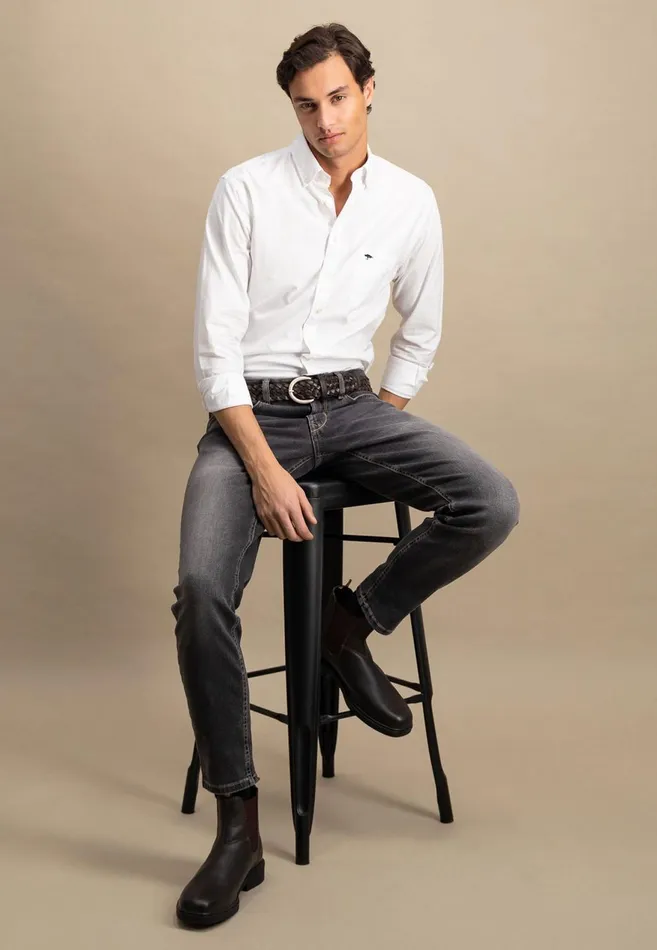 FYNCHHATTON Oxford Shirt Made Of Cotton Light Khakinavycloud Bluewhitepale Blush Men Shirts