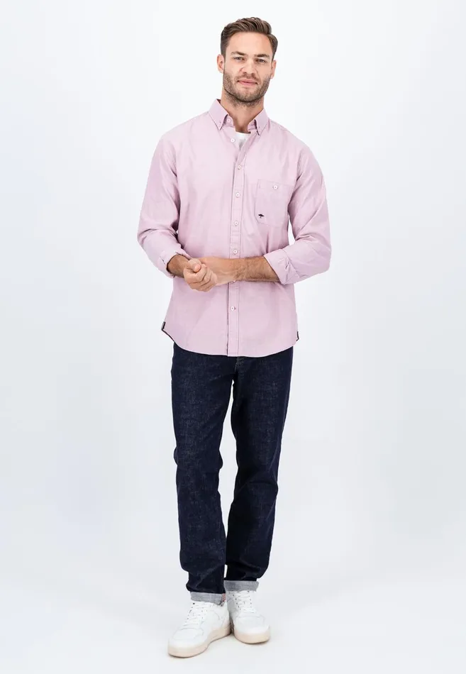 FYNCHHATTON Oxford Shirt Made Of Cotton Light Khakinavycloud Bluewhitepale Blush Men Shirts