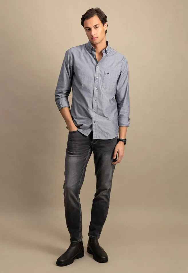 FYNCHHATTON Oxford Shirt Made Of Cotton Light Khakinavycloud Bluewhitepale Blush Men Shirts