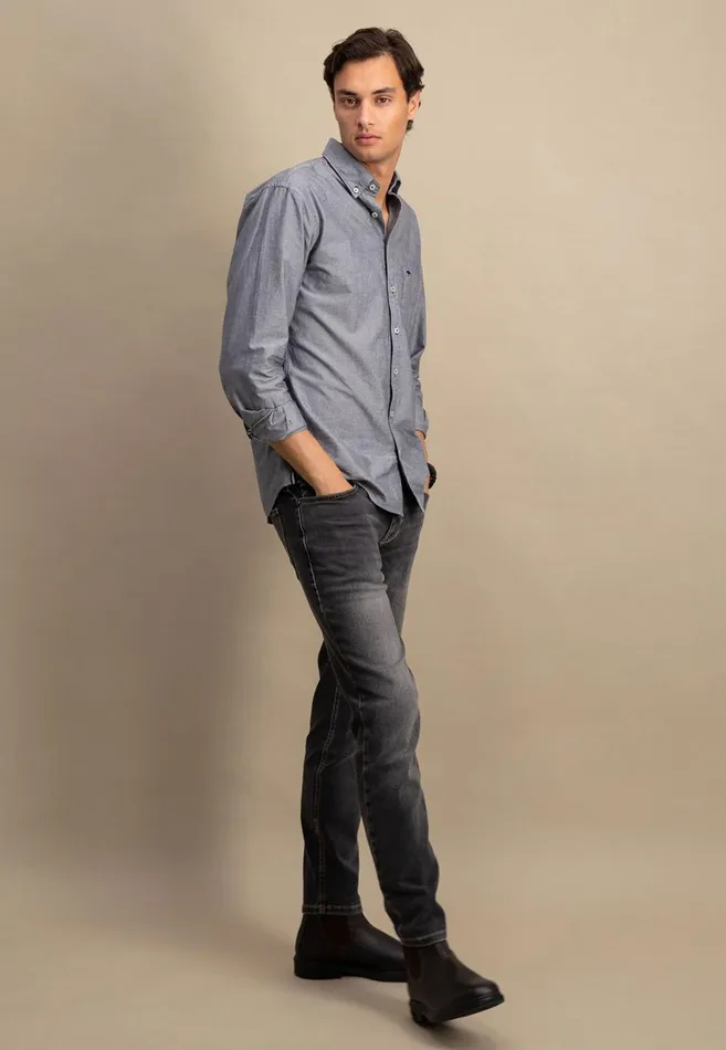 FYNCHHATTON Oxford Shirt Made Of Cotton Light Khakinavycloud Bluewhitepale Blush Men Shirts