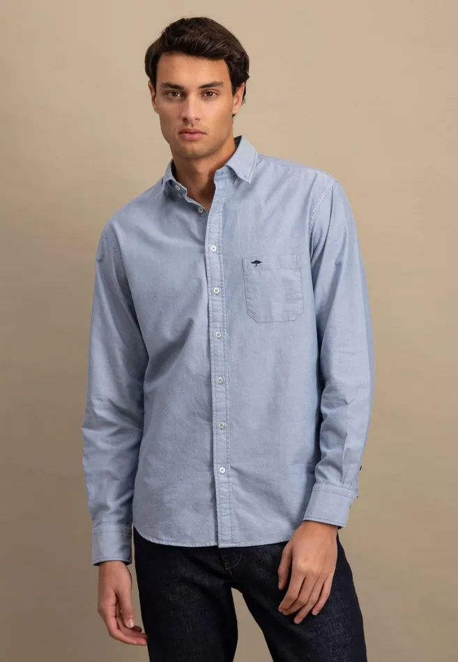FYNCHHATTON Oxford Shirt Made Of Cotton Light Khakinavycloud Bluewhitepale Blush Men Shirts