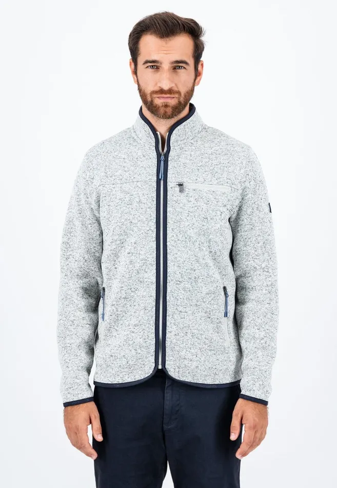 FYNCHHATTON Part Jacket With Standup Collar And Contrast Details Light Graynavy Men Cardigan FYNCHHATTON Part Jacket With Standup Collar And Contrast Details Light Graynavy Men Cardigan