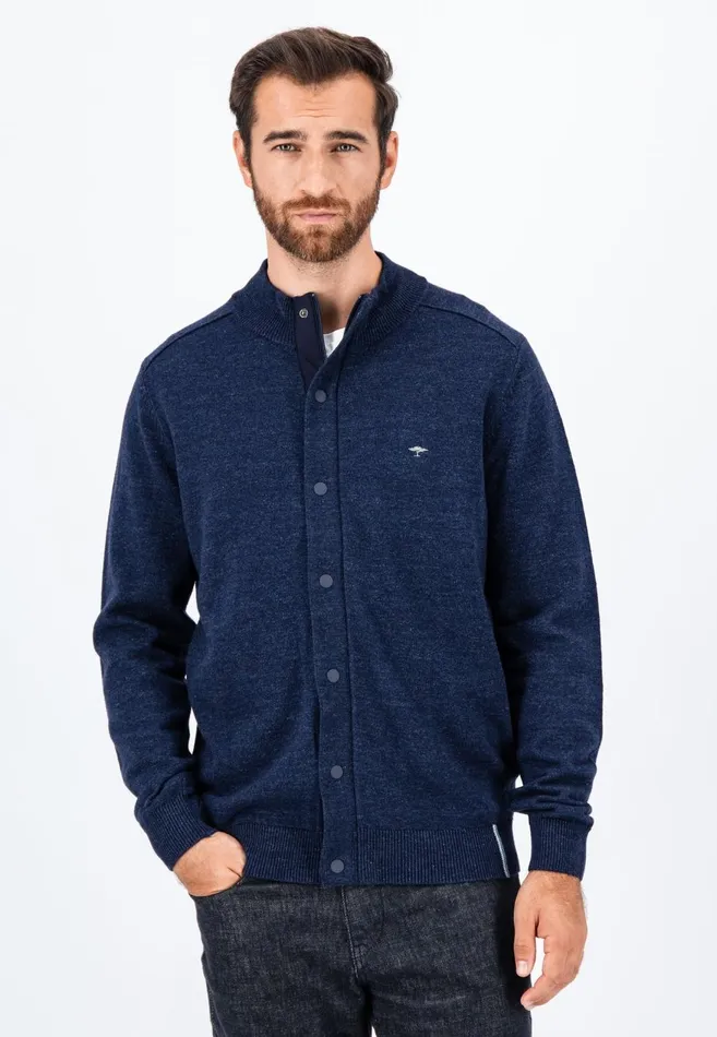 FYNCHHATTON Parting Jacket Made Of Cotton With Push Buttons Navylight Gray Men Cardigan FYNCHHATTON Parting Jacket Made Of Cotton With Push Buttons Navylight Gray Men Cardigan