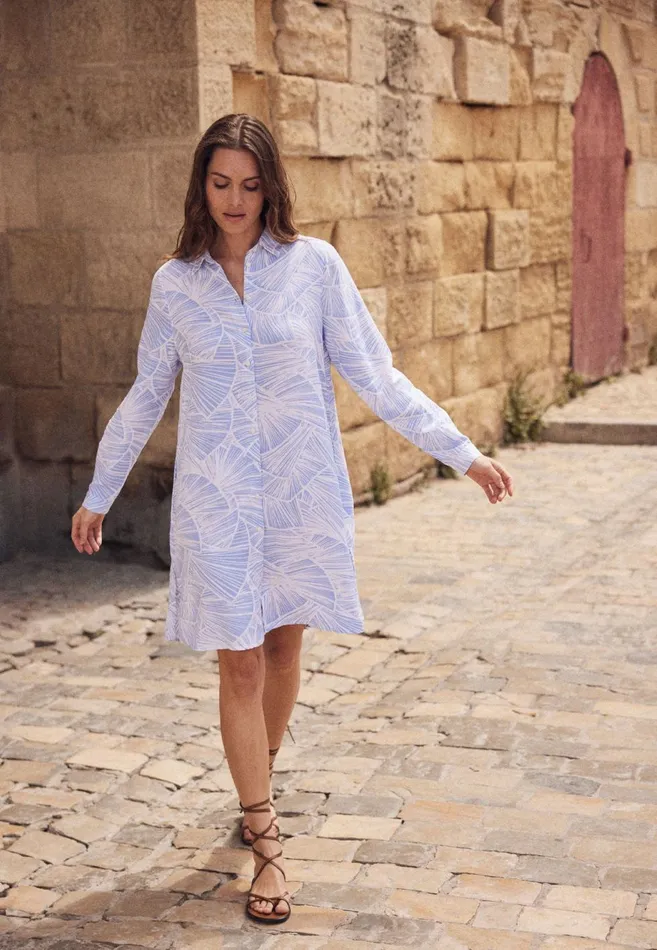 FYNCHHATTON Patterned Midi Dress With A Kent Collar Light Bluesummer Red Women Dresses