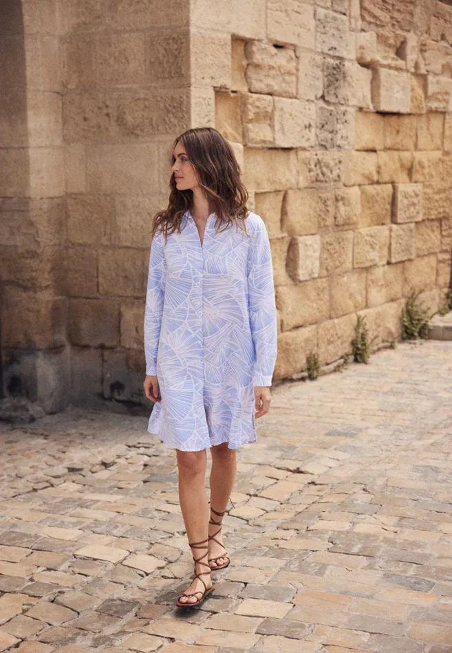 FYNCHHATTON Patterned Midi Dress With A Kent Collar Light Bluesummer Red Women Dresses
