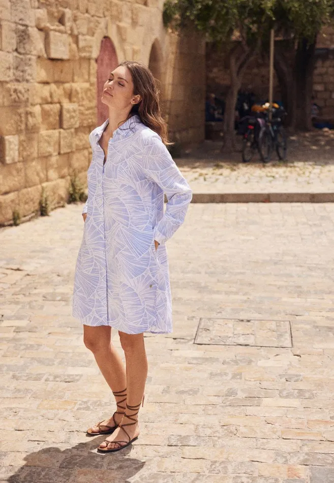 FYNCHHATTON Patterned Midi Dress With A Kent Collar Light Bluesummer Red Women Dresses