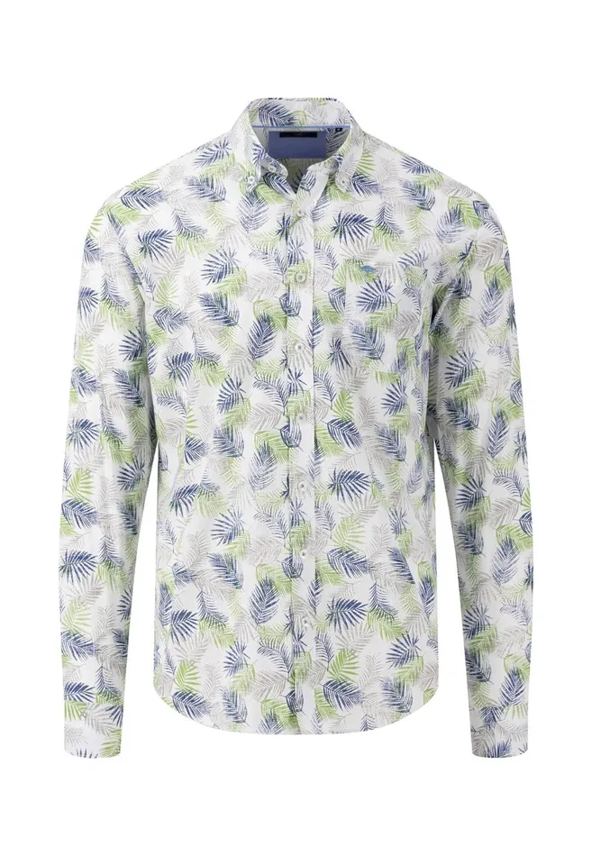 FYNCHHATTON Patterned Shirt With Buttondown Collar Cool Graypineapplenavy Men Sale
