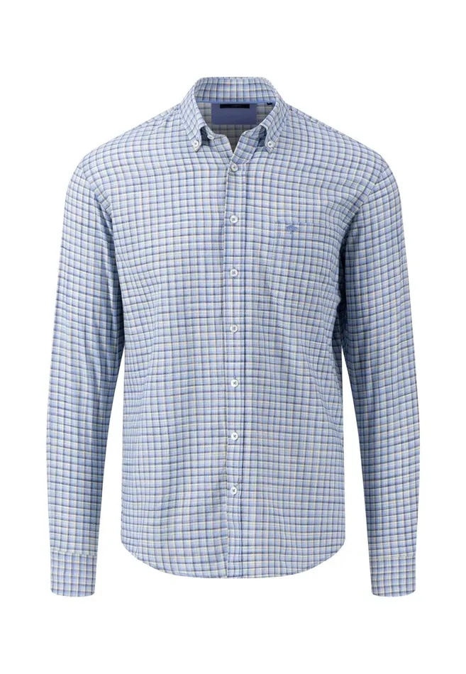 FYNCHHATTON Patterned Shirt With Buttondown Collar Cool Graypineapplenavy Men Sale