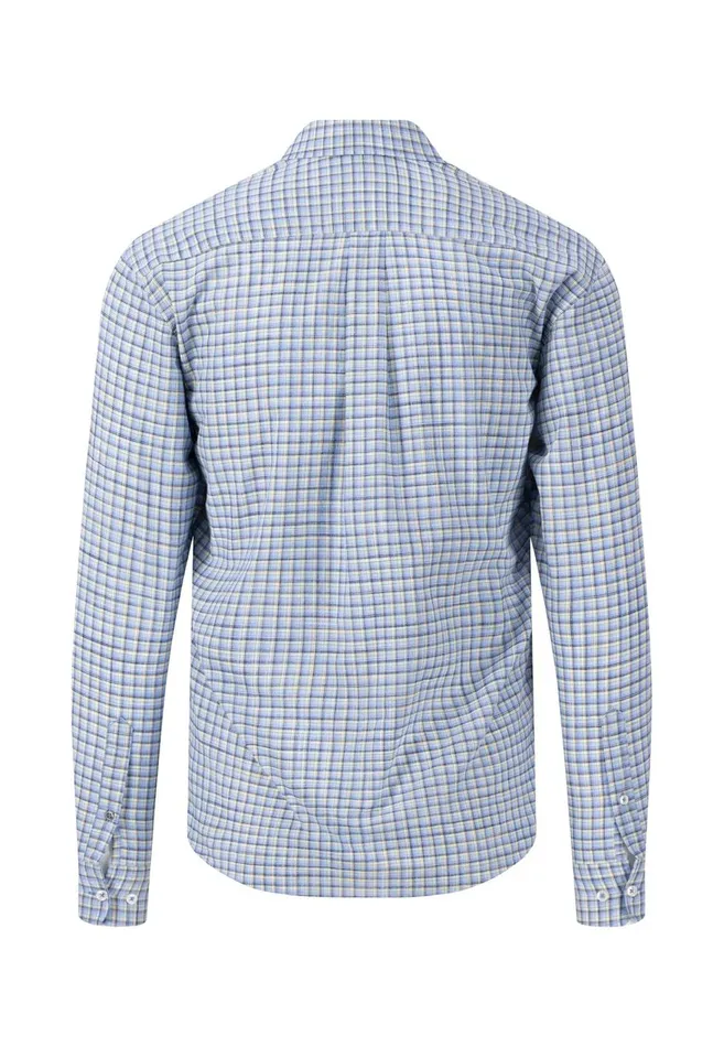 FYNCHHATTON Patterned Shirt With Buttondown Collar Cool Graypineapplenavy Men Sale
