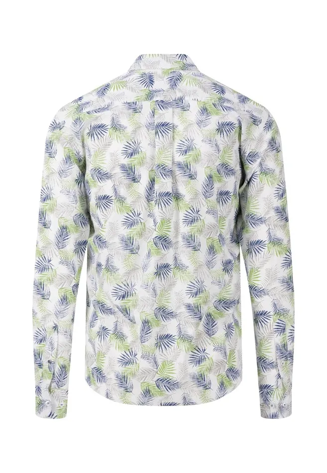 FYNCHHATTON Patterned Shirt With Buttondown Collar Cool Graypineapplenavy Men Sale