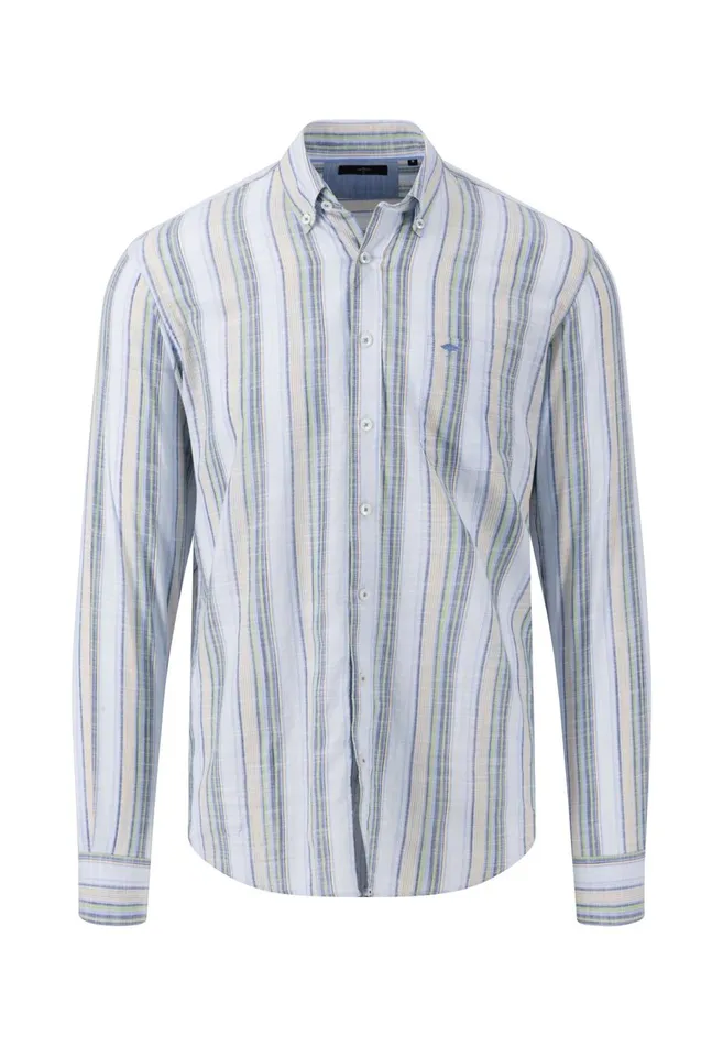 FYNCHHATTON Patterned Shirt With Buttondown Collar Cool Graypineapplenavy Men Sale