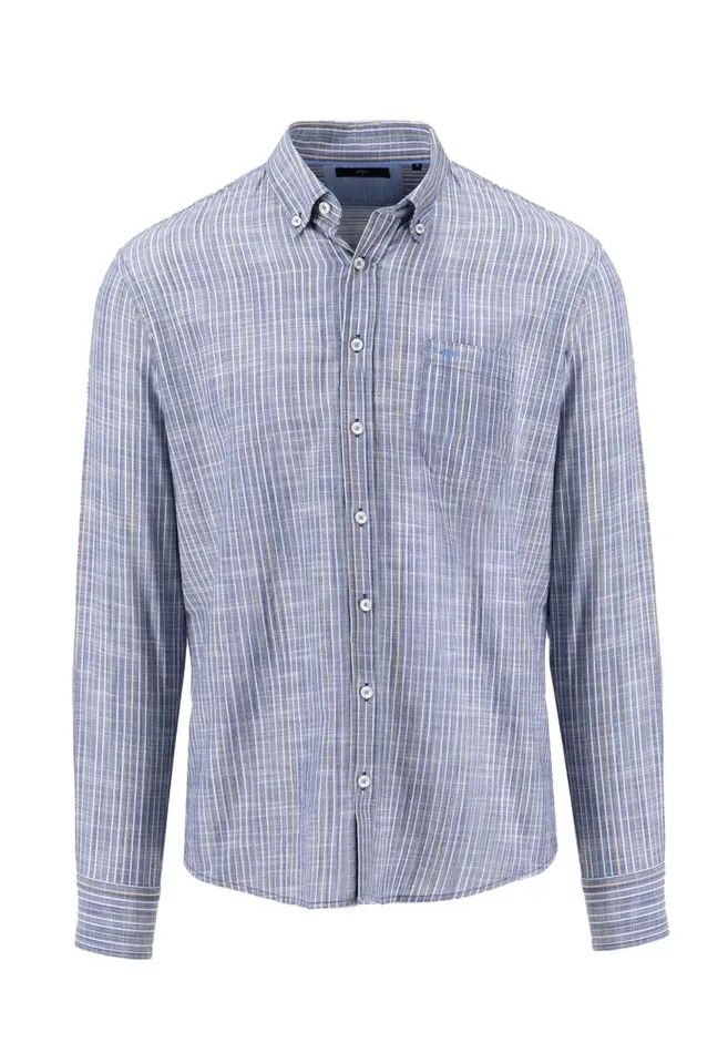 FYNCHHATTON Patterned Shirt With Buttondown Collar Cool Graypineapplenavy Men Sale