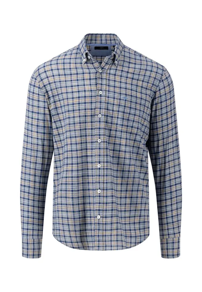 FYNCHHATTON Patterned Shirt With Buttondown Collar Cool Graypineapplenavy Men Sale