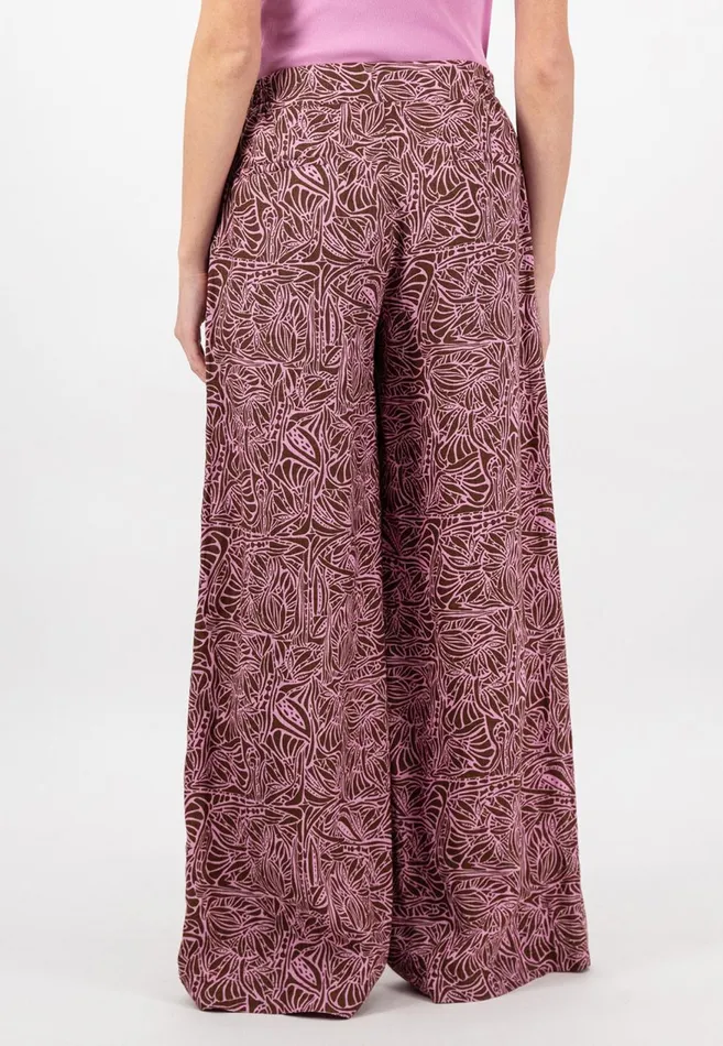 FYNCHHATTON Patterned Wide Leg Linen Trousers With Front Pockets Toffee Brown Women Sale FYNCHHATTON Patterned Wide Leg Linen Trousers With Front Pockets Toffee Brown Women Sale