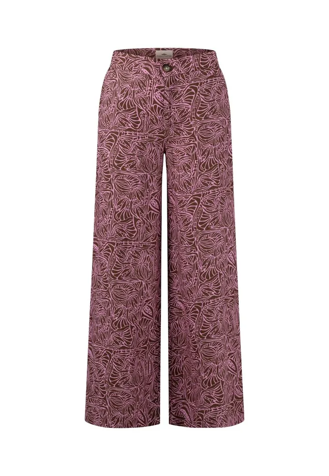 FYNCHHATTON Patterned Wide Leg Linen Trousers With Front Pockets Toffee Brown Women Sale FYNCHHATTON Patterned Wide Leg Linen Trousers With Front Pockets Toffee Brown Women Sale