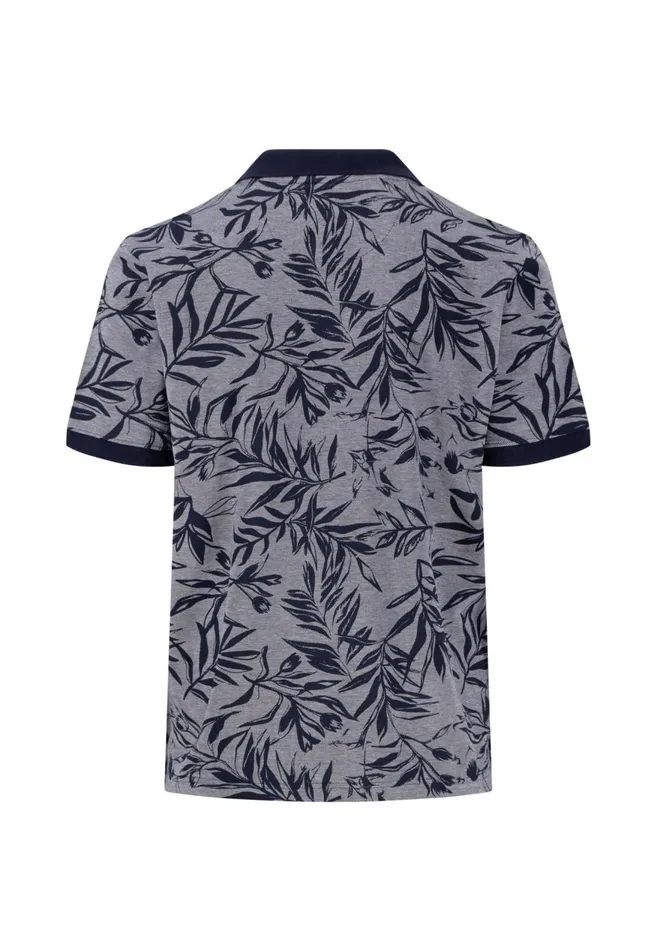 FYNCHHATTON Polo Shirt With Botanical Print Navysummer Breezeturf Green Men Polo Shirt