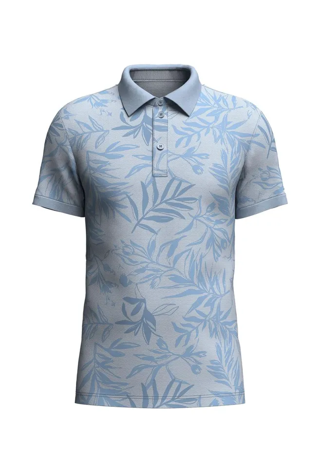 FYNCHHATTON Polo Shirt With Botanical Print Navysummer Breezeturf Green Men Polo Shirt