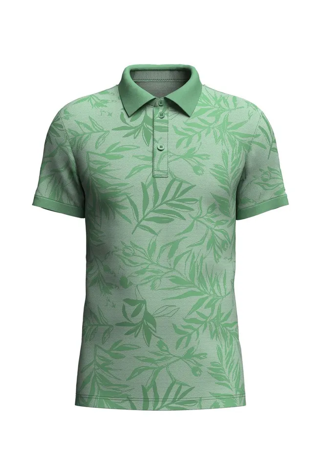 FYNCHHATTON Polo Shirt With Botanical Print Navysummer Breezeturf Green Men Polo Shirt