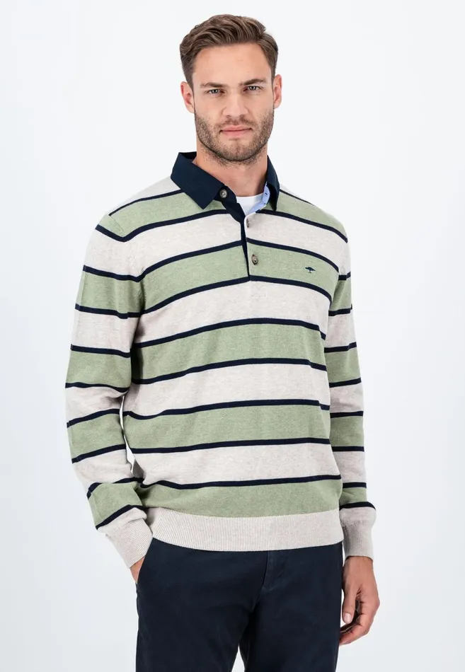 FYNCHHATTON Rugby Shirt Made Of Cotton Light Khakicloud Blue Men Polo Shirt