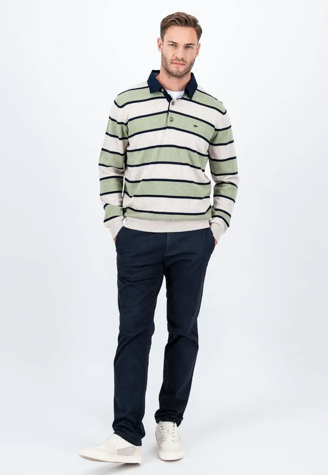 FYNCHHATTON Rugby Shirt Made Of Cotton Light Khakicloud Blue Men Polo Shirt
