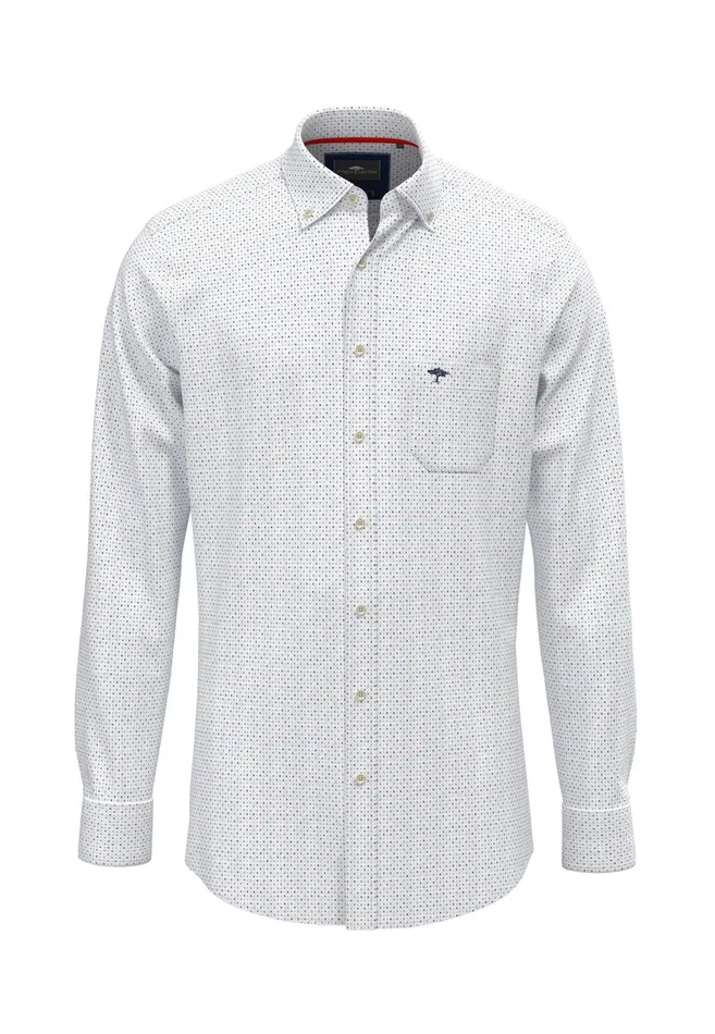 FYNCHHATTON Shirt With Buttondown Collar And Subtle Dots Poppy Redvivid Yellow Men Shirts