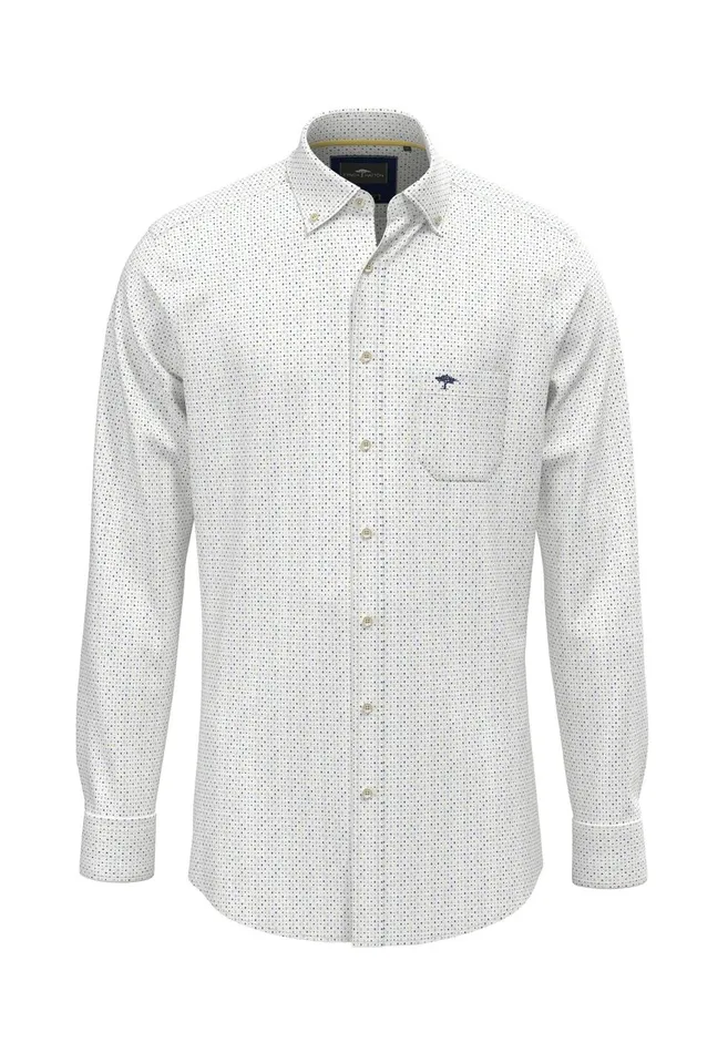 FYNCHHATTON Shirt With Buttondown Collar And Subtle Dots Poppy Redvivid Yellow Men Shirts